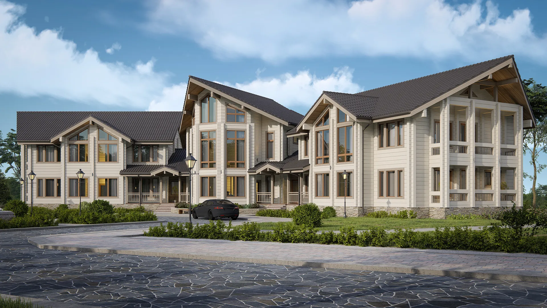 Загородная резиденция из бруса