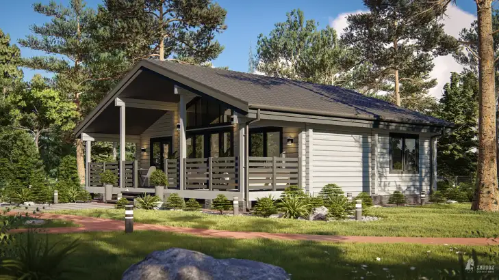 Проект дома из клееного бруса 00014 «Майнц». Вид справа сбоку