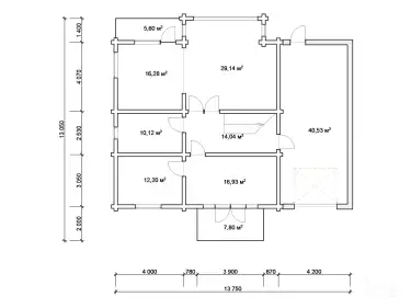 Планировка 1 этажа дома из клееного бруса 11011 «Ройс»