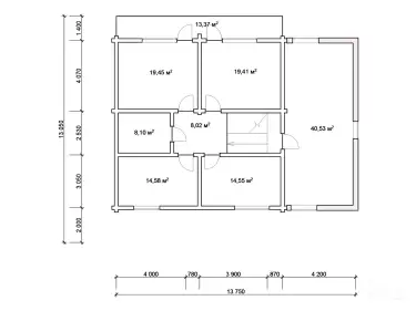 Планировка 2 этажа дома из клееного бруса 11011 «Ройс»