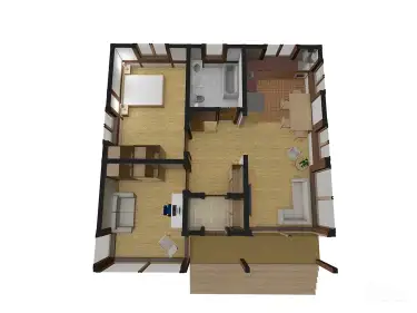 План 1 этаж. Одноэтажный дом из клееного бруса «Рейне»