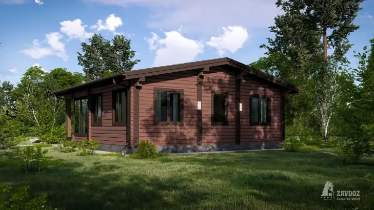 Проект 11050 «Рейне» - одноэтажный дом клееный брус . Вид сзади