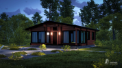 Проект 11050 «Рейне» - одноэтажный дом клееный брус . Вид ночной