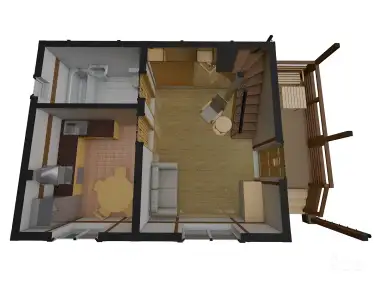 План 1 этажа фахверка из клееного бруса 12014-FK «Марбург-1»