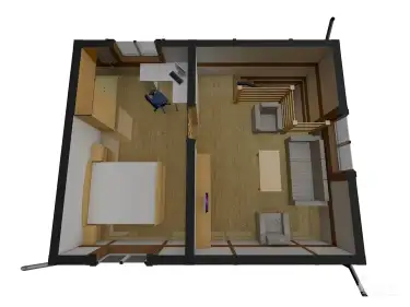 План 2 этажа фахверка из клееного бруса 12014-FK «Марбург-1»