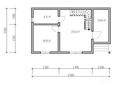 Планировка фахверка из клееного бруса 12014-FK «Марбург-1» 1 этаж