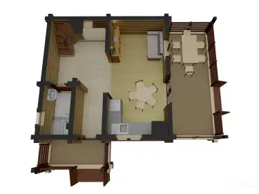 План 1 этажа фахверка из клееного бруса 14017-FK «Юбриг-1»