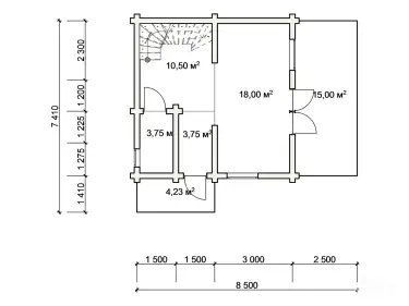 Планировка 1 этажа фахверка из клееного бруса 14017-FK «Юбриг-1»