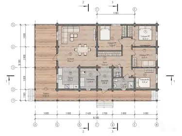 Планировка дома из клееного бруса 14834 «Альбе» 1 этаж