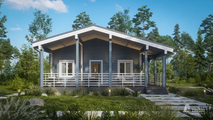 Проект дома из клееного бруса 14834 «Альбе». Вид прямо