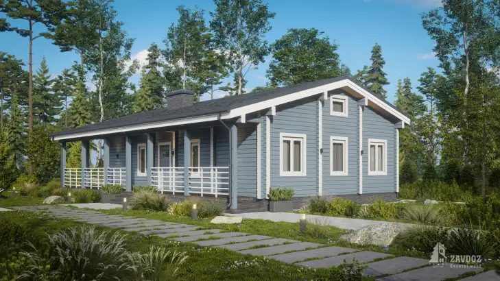 Проект дома из клееного бруса 14834 «Альбе». Вид сбоку