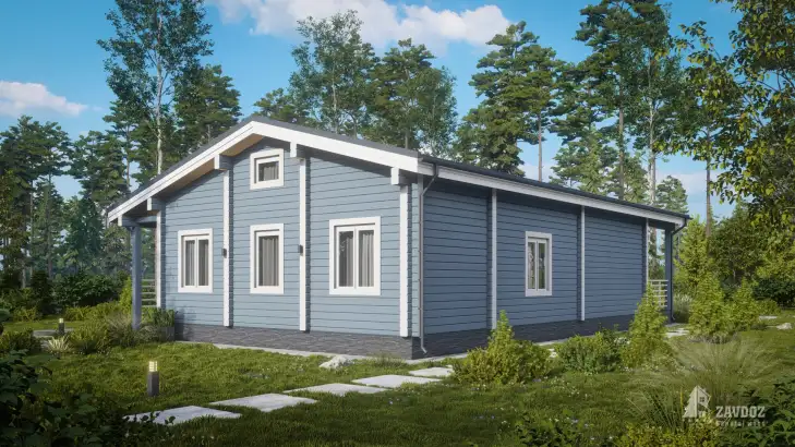 Проект дома из клееного бруса 14834 «Альбе». Вид с задней стороны