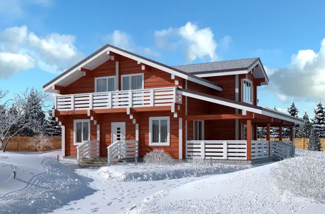 Проект дома из клееного бруса 16072 «Хадсель». Вид справа сбоку