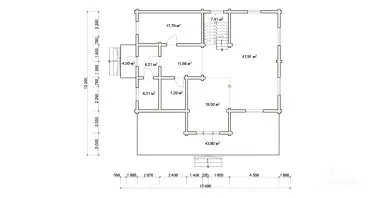 Планировка дома из клееного бруса 16072 «Хадсель» 1 этаж