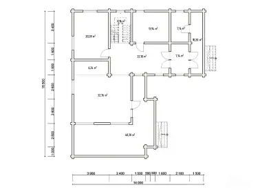 Планировка 1 этажа дома из клееного бруса «Элберт»