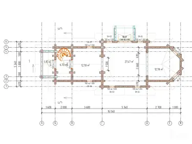 Планировка этажа деревянной церкви по проекту 1723