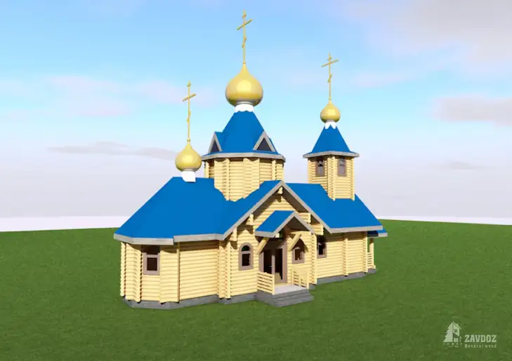 Проект церкви из бруса - 1723. Вид со стороны бокового входа