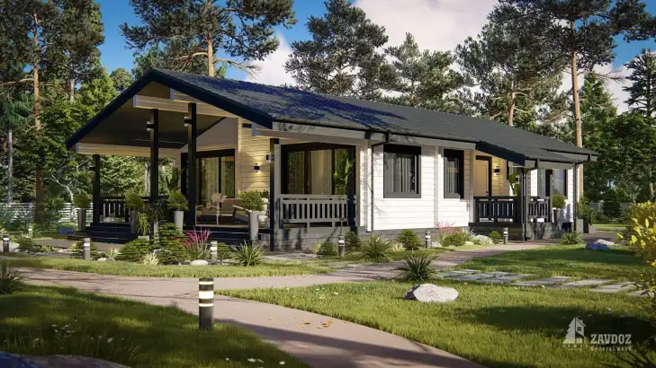 Проект дома из клееного бруса 20221 «Фрибург». Вид справа сбоку