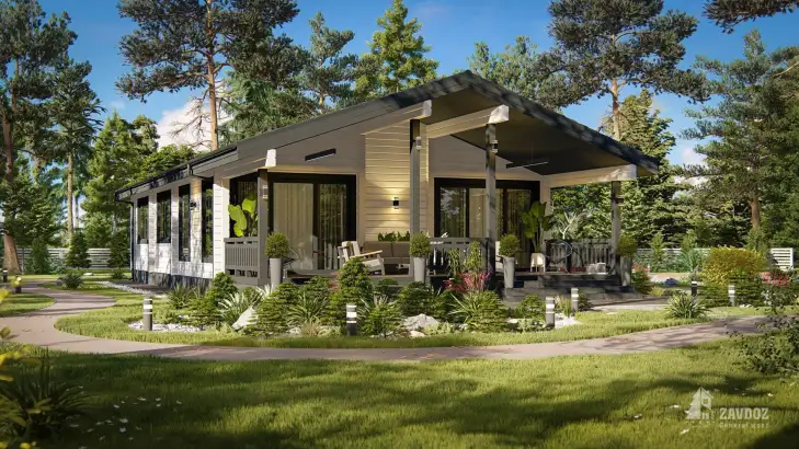 Проект дома из клееного бруса 20221 «Фрибург». Вид слева сбоку