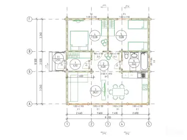 Планировка дома из клееного бруса 2749 «Нойберг» 1 этаж