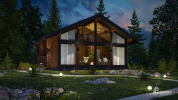 Проект дома из клееного бруса 2749 «Нойберг». Вид ночной слева