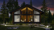 Проект дома из клееного бруса 2749 «Нойберг». Вид ночной прямо
