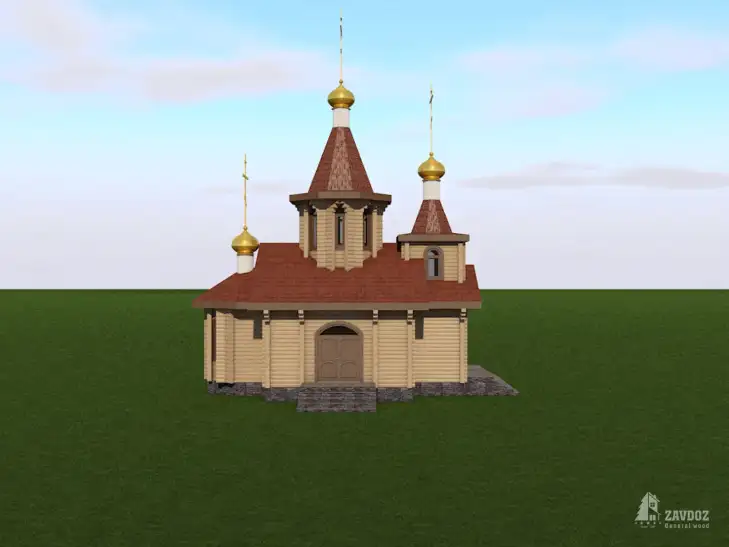 Проект деревянной церкви - 28959. Вид сбоку
