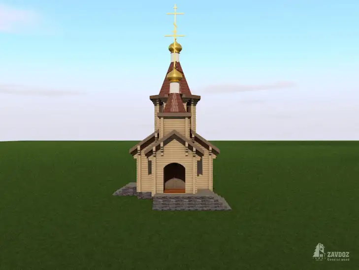 Проект деревянной церкви - 28959. Вид со стороны входа