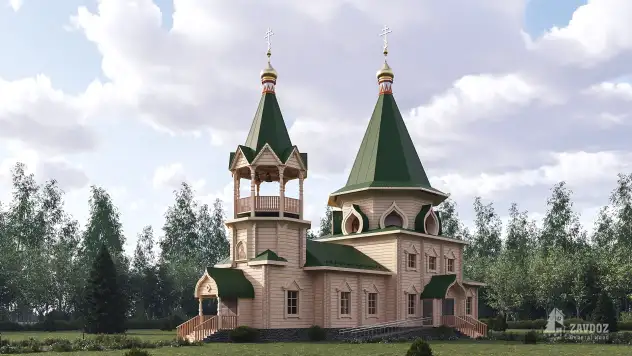 Проект православного прихода церкви - 28960. Вид справа сбоку