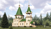 Проект православного прихода церкви - 28960. Вид слева сбоку