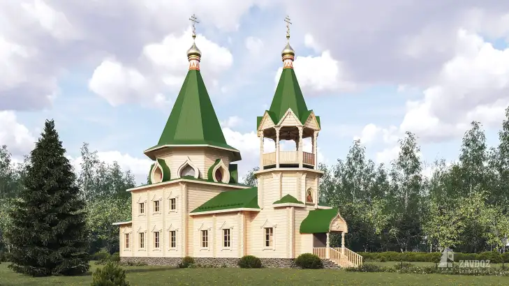 Проект православного прихода церкви - 28960. Вид слева сбоку