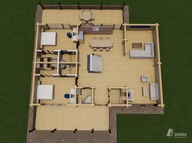 План первого этажа дома из клееного бруса «Бенц»