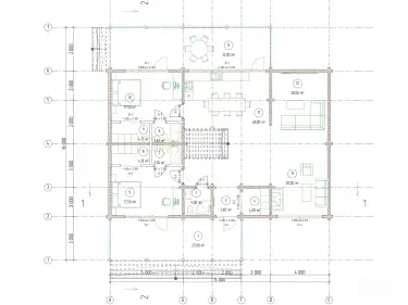 Планировка первого этажа дома из клееного бруса «Бенц»