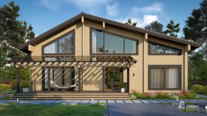 Проект дома из клееного бруса «Бенц». Вид прямо