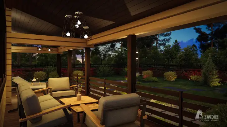 Проект дома из клееного бруса «Бенц». Вид  вблизи