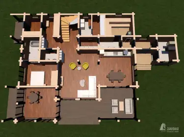 План первого этажа. Дом из клееного бруса «Кассель»