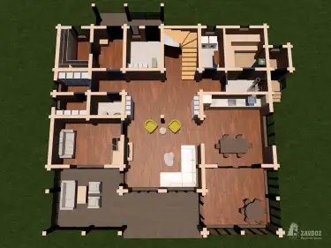 План первого этажа. Дом из клееного бруса «Кассель»