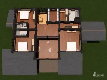 План второго этажа. Дом из клееного бруса «Кассель»