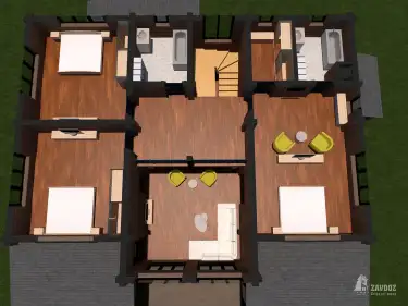 План второго этажа. Дом из клееного бруса «Кассель»