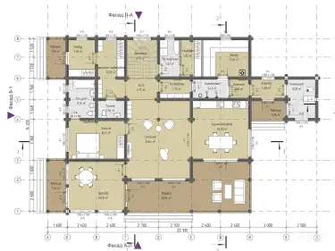 Планировка 1 этаж. Дом из клееного бруса «Кассель»