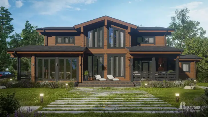 Проект 33141 «Кассель» - дом клееный брус . Вид прямо