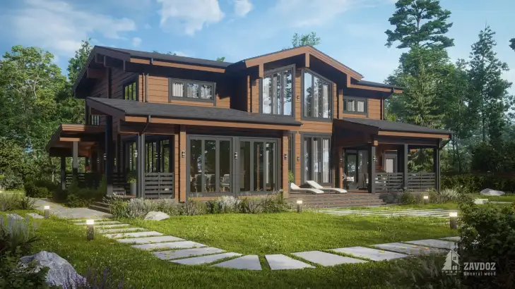 Проект 33141 «Кассель» - дом клееный брус . Вид сбоку слева