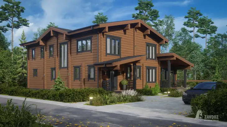 Проект 33141 «Кассель» - дом клееный брус . Вид сбоку