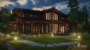 Проект 33141 «Кассель» - дом клееный брус . Вид ночной сбоку