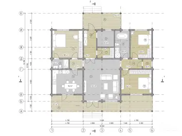 Планировка дома из клееного бруса 33439 «Минден» 1 этаж