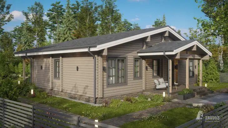 Проект дома из клееного бруса 33439 «Минден». Вид сбоку