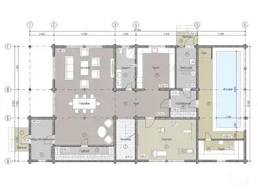 Планировка 1 этаж. Дом из клееного бруса «Дортмунд»