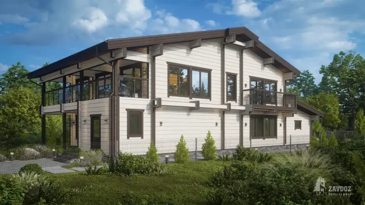 Проект 33557 «Дортмунд» - дом клееный брус. Вид сзади