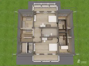 План 2 этажа дома из клееного бруса 33576 «Вельс»