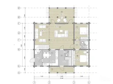 Планировка дома из клееного бруса 33576 «Вельс» 1 этаж